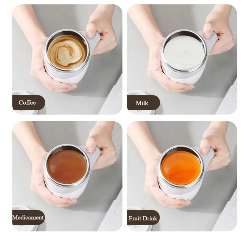 Automatic Stirring Magnetic Mug Portable Coffee Electric Stirring Stainless Steel Water Cups USB Rechargeable Thermal Drink Cup
