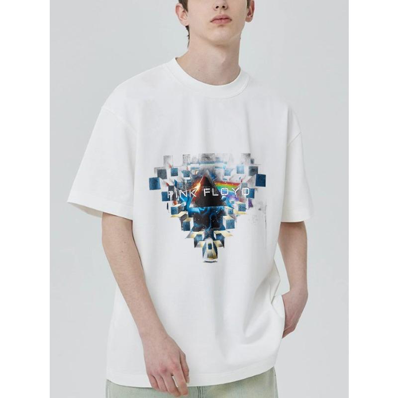 Pink Floyd Black T Shirt with Prism and Rainbow Print for Music Fans and Casual Wear