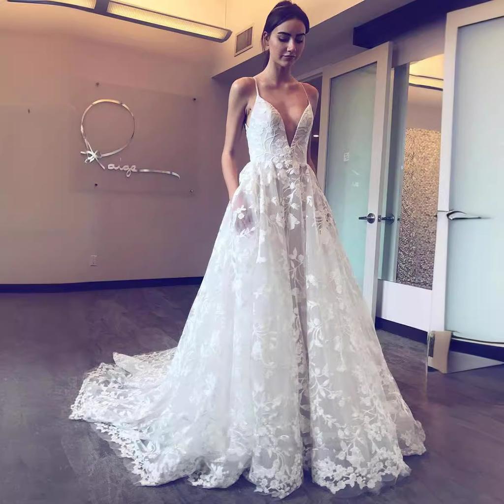 New European and American, dress sexy V-neck suspender dress, French hollow dress