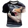 Men's Cat Funny T Shirt Short Sleeve T shirt 3D Print Crew Neck Shirt Fashion Daily Street Summer Spring Clothing