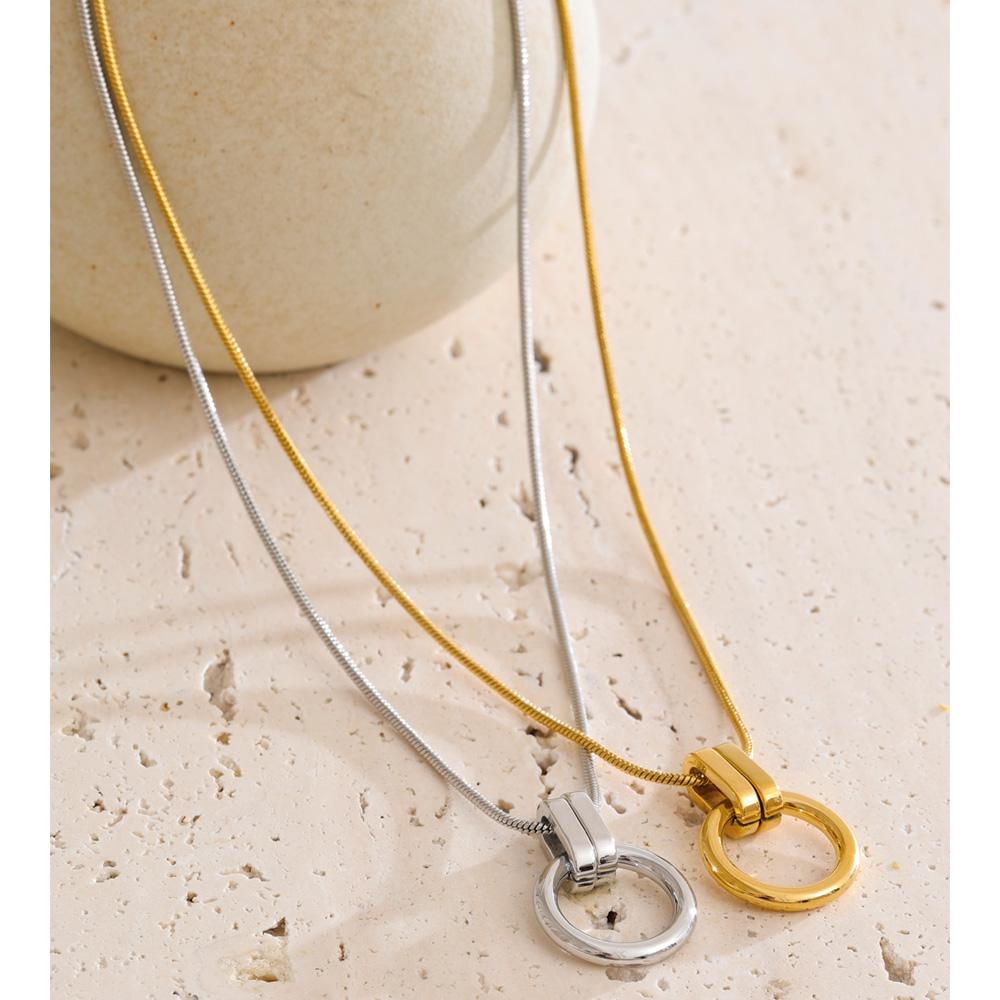 Eetit Popular Stainless Steel Round Pendant Fashion Necklace Gold & Platinum PVD Plated Basic Jewelry Accessories Waterproof
