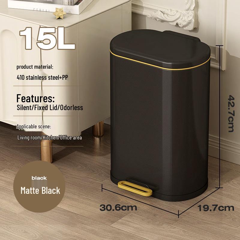 Stainless Steel Soft-Close Foot-Operated Trash Can for Kitchen, Living Room, and Bathroom