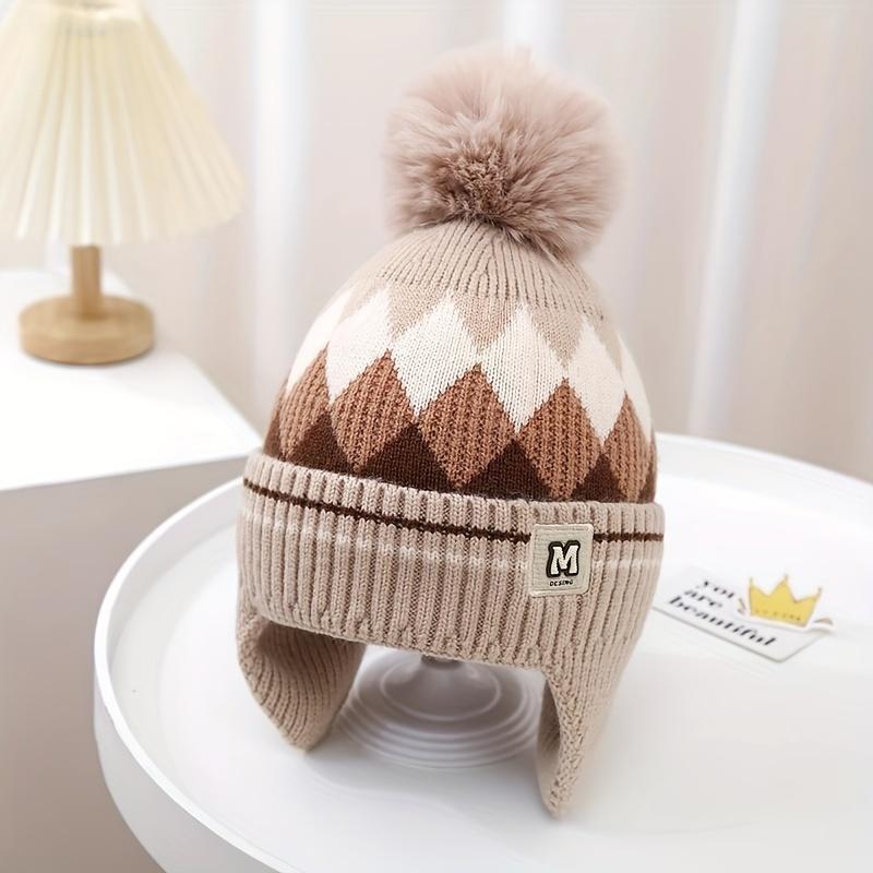 1 Winter Thickened Fleece-Lined Knit Hat for Kids, Unisex Warm Ear Protector, Suitable for Daily Wear, School, and Cycling,Thickened Winter Hat