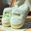 New Autumn and Winter Plush Apple Bow Cotton Slippers Piled and Thickened To Keep Warm Can Be Worn Outside Women's Cotton Mop