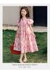 Girls' dress summer 2026 new item beautiful floral bubble sleeves princess dress summer dress children's dress
