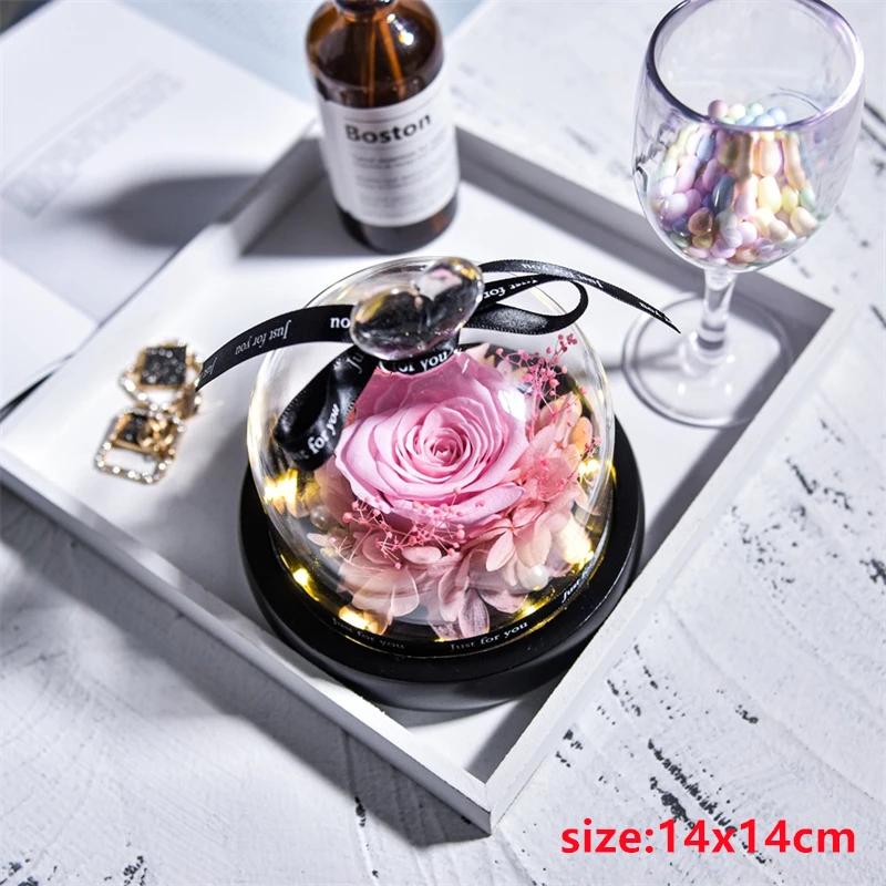 Valentines Day Gift for Girlfriend Eternal Rose LED Light Flower In Glass Cover Mothers Day Birthday Party Wedding Decoration