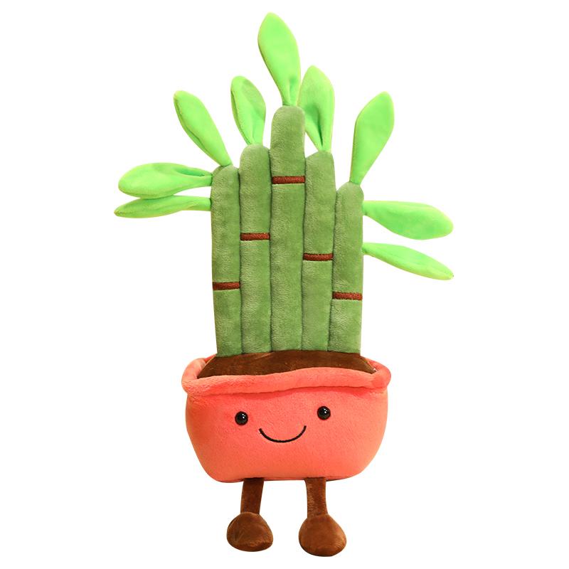 Kawaii Potted Green Plant Humanoid Doll Plush Toy Stuffed Flowerpot Pine Tree Bamboo Plushie Decor Gift
