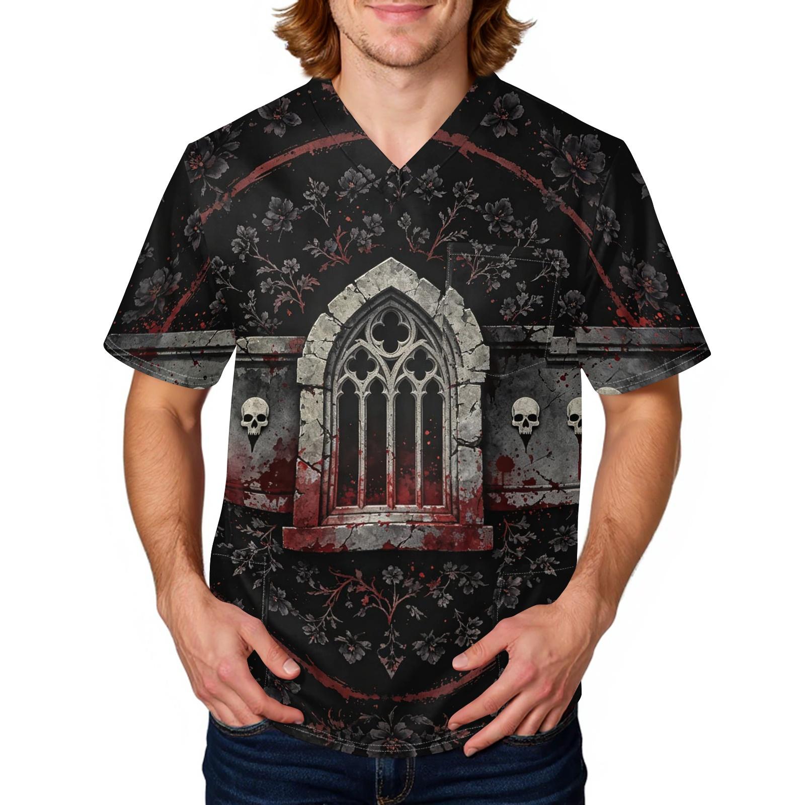 Men s Halloween Printed Short Sleeve for Costume L