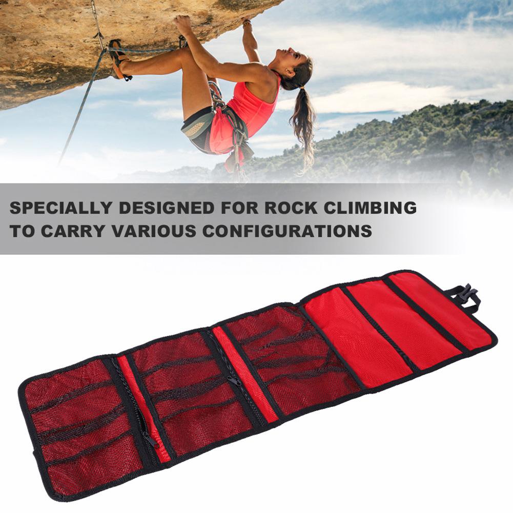 Folding Climbing Mountain Storage Bag Carry Hanging Hooks Rope Bag Red