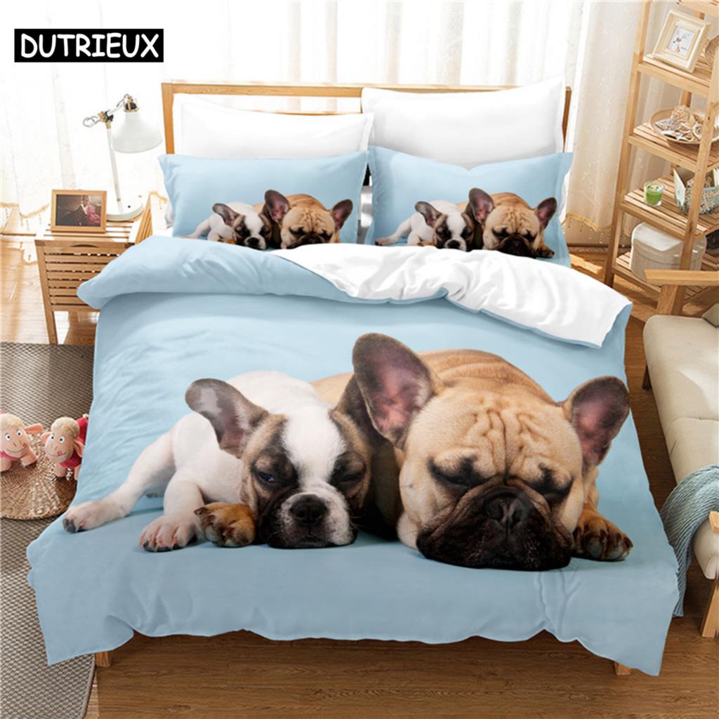 

3D Digital Printing Fashion Design Cute Dog Bedding Set, Queen Size Duvet Cover Set (135x200cm)&set