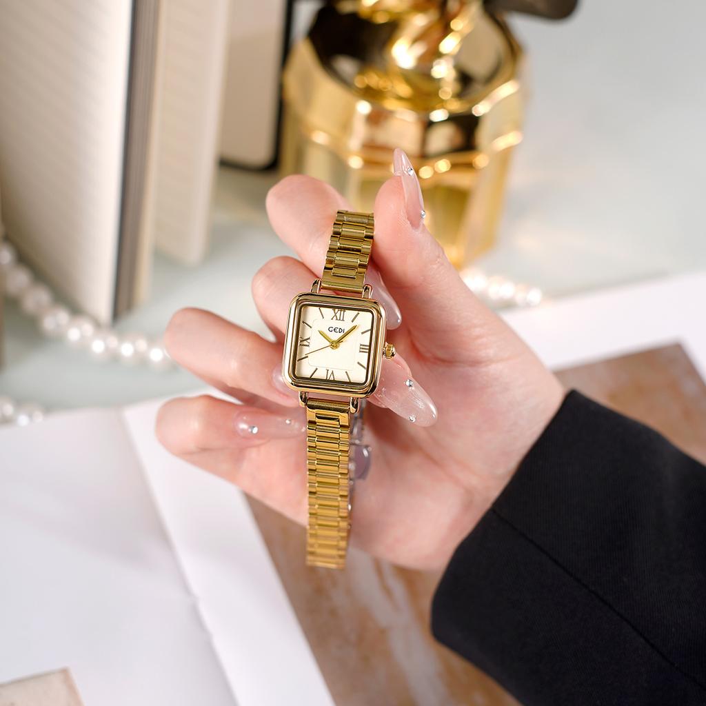 College Style Small Sugar Cube Female Watch Student Retro Temperament High Value Waterproof Quartz Watch