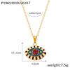 Bohemian Devil's Eye Pendant Necklace in Enamel & Titanium Steel with Rhinestones for Women