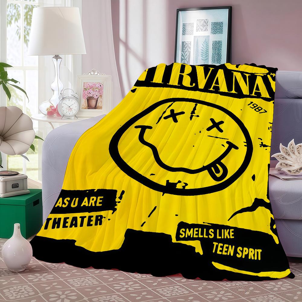 Horká Rocková Kapela N-Nirvana Deku Teplá A Měkká Vhodná Do Ložnice Obývacího Pokojí Rozkládací Postel Kanceláře Cestování Kempování