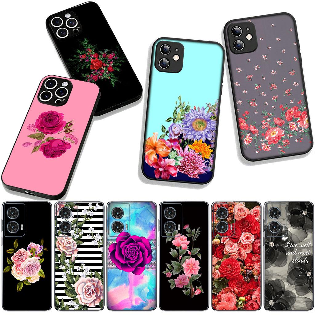 Cover for Apple iPhone 17 16 11 Pro XS Max XR 6 7 8 Plus 16E SE 2020 Air 5 SE2 Phone Case Lucky Grass Peony Rose Flower