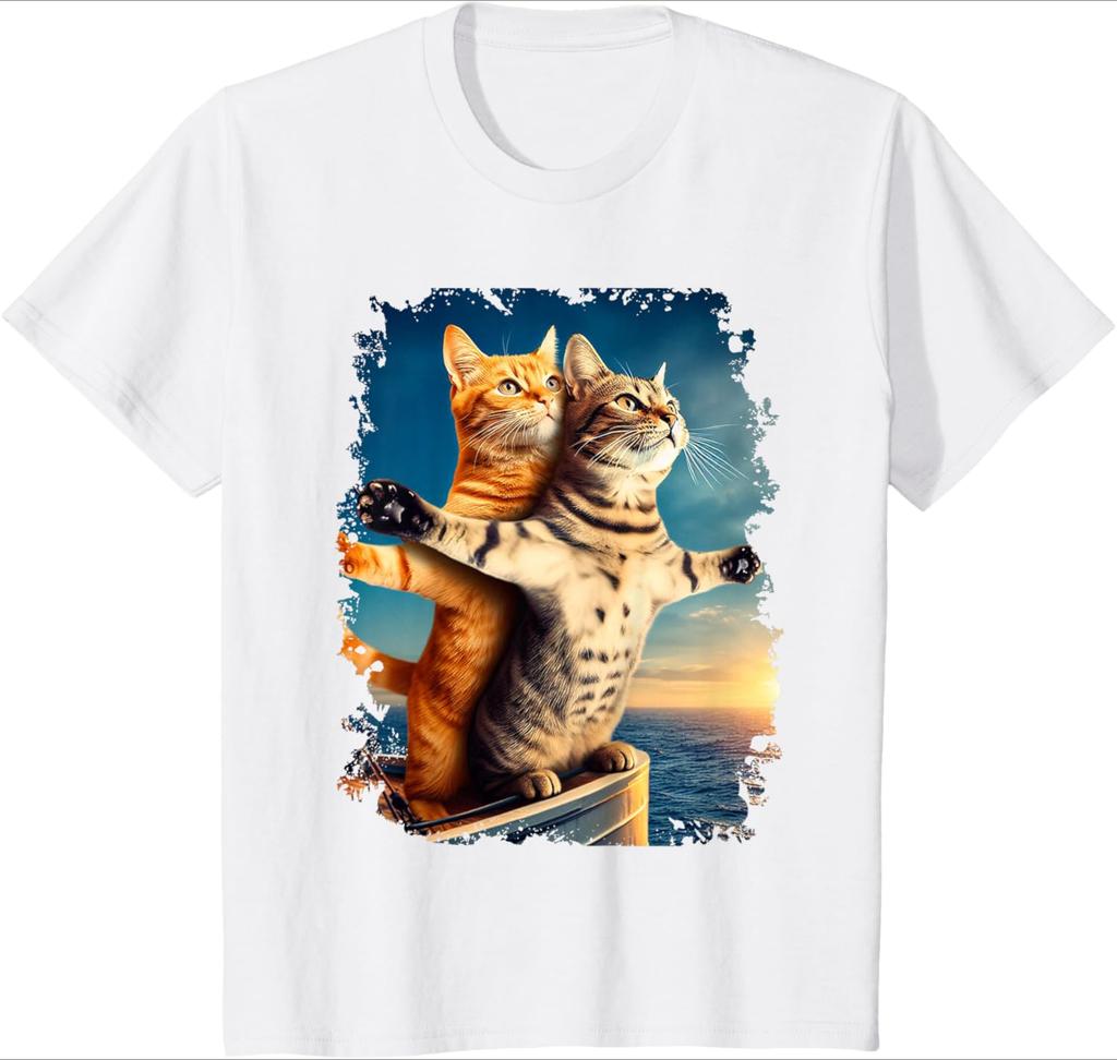 Art Theatre Cat T Shirt Vintage Retro Graphic Womens Casual Top Daily Versatile Crew Neck Short Sleeve for Daily Wear Clothing