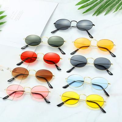 Fashion Festival Steampunk Small Frame Metal Sun Glasses Men's Shades Oval Sunglasses Gradient Mirror Glasses