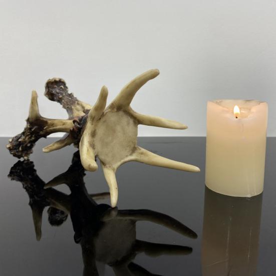 Deer Antler Candlestick Ornament Resin Crafted Artistic Design Figure Artisanal Candlestick Decor