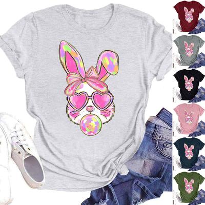 Women's Fashion Casual Summer Comfortable Printed Round Neck Short Sleeve Top Blouse