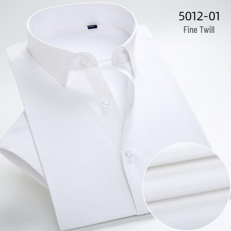 Men's Summer Striped Slim Fit Short-Sleeve Shirt - Professional & Casual Korean Style, White