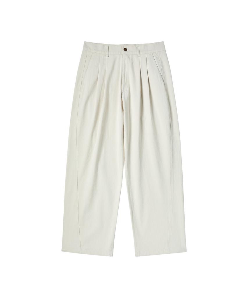 BEYOND CLOSET [Collection Line] Structured Cotton Curved Pants Cream