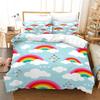 Cartoon Rainbow Duvet Cover Twin Queen King Cute Clouds Bedding Set for Kids Girls Kawaii Room Decor Starry Sky Comforter Cover
