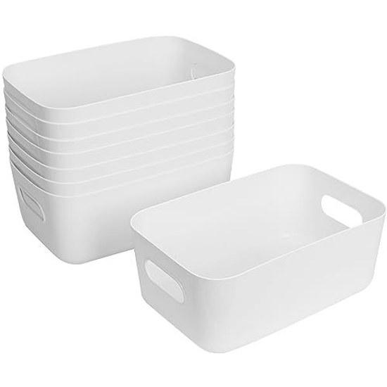 Storage basket stylish box small item case set 8 polypropylene white holder miscellaneous organization desktop handles items closet futon washroom