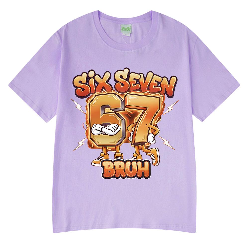 Six Seven Bruh Funny Cartoon Brainrot 67 Meme T Shirts Unisexs Women Clothing Fashion Harajuku Cotton Casual Short Sleeve Tshirts
