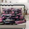 1Pc Gothic Style Fitted Sheet Pink Skull 3D Print 100% Polyester Cover Breathable Bedding Set Home Decor Without Pillowcases