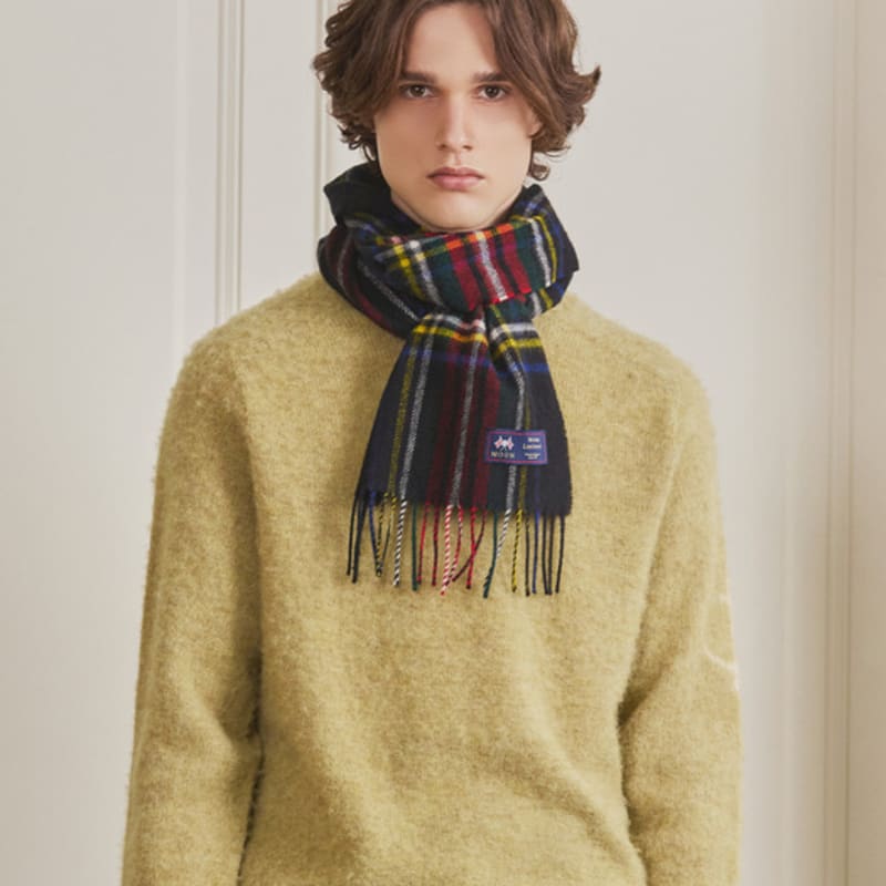 ABRAHAM MOON Merino Wool Muffler 25cm - Black Stuart