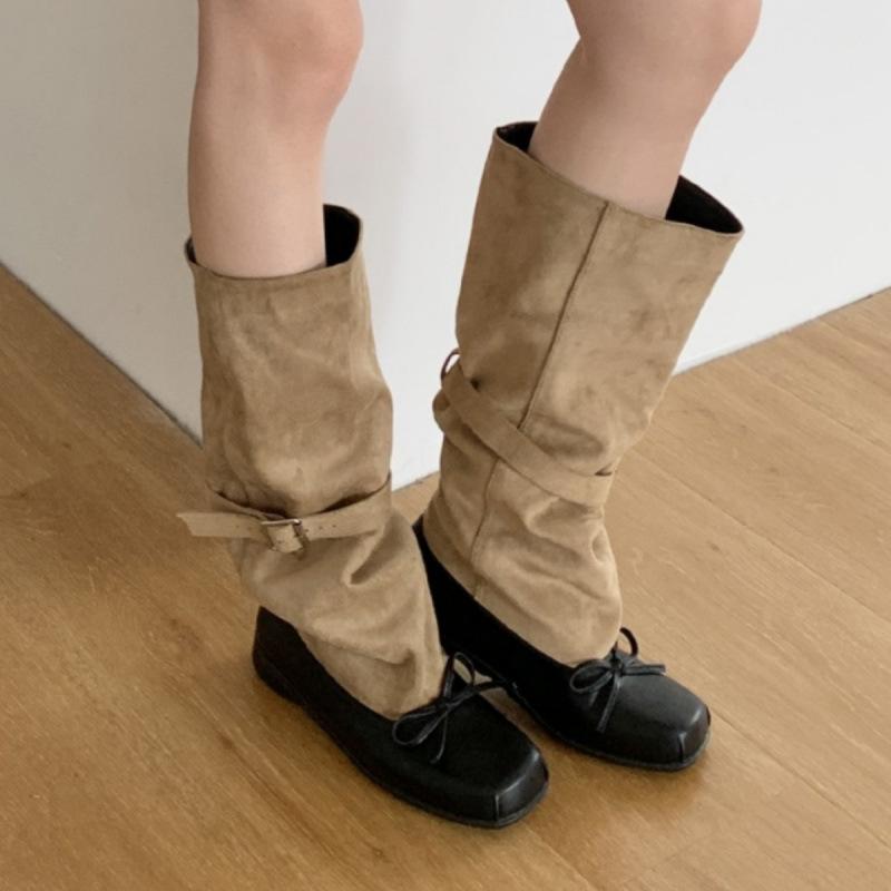 2025 New Versatile Bow with Medium Boots 2025 New Niche Design Belt Buckle Western Boots Women