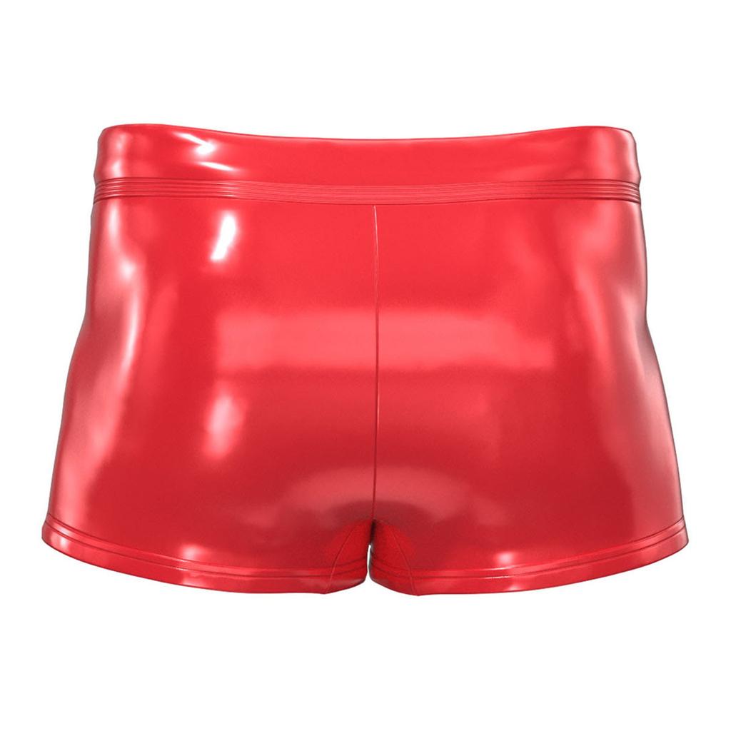 Herren Lackleder Boxershorts S-3XL: Elastischer Bund mit Reißverschluss und Knopf, zu öffnender Schritt für schicke Nachtwäsche