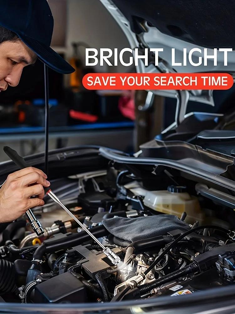 1 Stück Tragbares Magnetisches Aufnahmewerkzeug Ausziehbar Teleskopisch LED Taschenlampe Magnetstab Für Reparaturwerkstatt