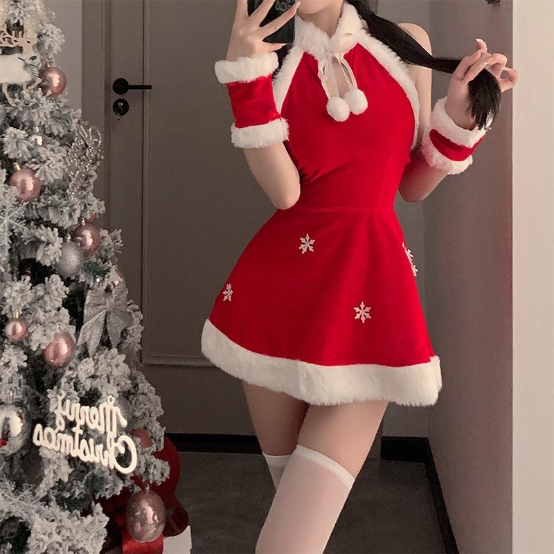 Sex Underwear Sexy Tube Top Plush Christmas Dress Flirting Cosplay Pure Desire Buttocks Short Skirt Sex Dress