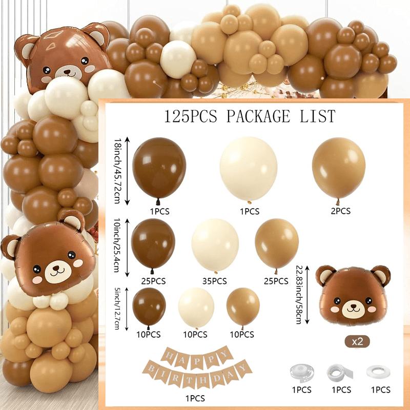 

125pcs Brown Teddy Bear Balloon Garland Arch Kit, Bear Balloon, Perfect for Birthday Parties, Theme Parties and PROM Decorations Other
