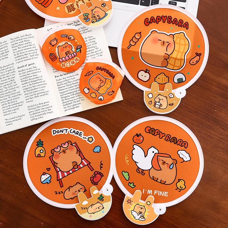 Portable Cartoon Folding Fan Kawaii Creative Foldable Fan Cool Summer Hand Fan Flying Disk Pocket Cloth Fan Gifts For Kids