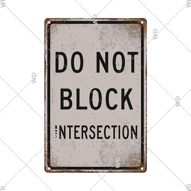 Tin Sign No Parking Slow Down Caution Warning Do Not Pass Metal Vintage Plaque Retro Metal Plate Traffic Yard Street Wall Decor