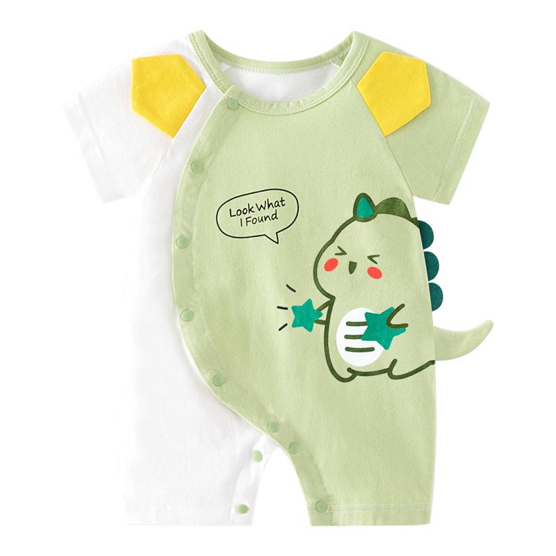 Summer Short Sleeve Pure Cotton Baby Romper - Infant Cartoon Crawling Bodysuit