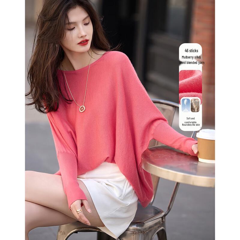 Demana Women s Wool Blend Round Neck Drop-Shoulder Knit Top S