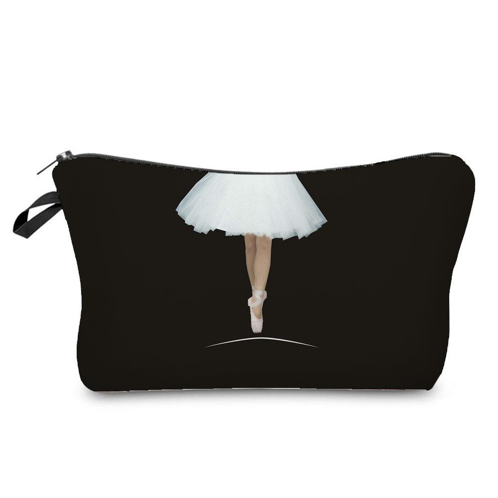 Ballet Art Girl Fashion Printed Cosmetic Bags Toiletries Organizer  School Daily Pencil CasesOutdoor Practical Makeup Bag Female