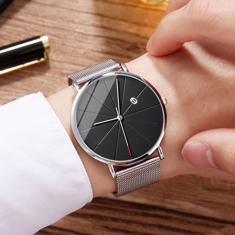 2 STÜCKE Set Mode Herren Kalender Uhren Luxus Männlichen Edelstahl Quarz Armbanduhr Uhr Männer Armband Armbanduhr & Armband