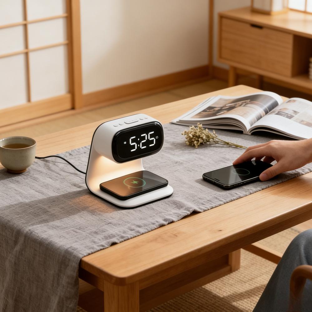 LED Alarm Clock with Night Light Wireless Charging Snooze Mode for Living Room and Bedside Decor Multi-functional Clock Gifts