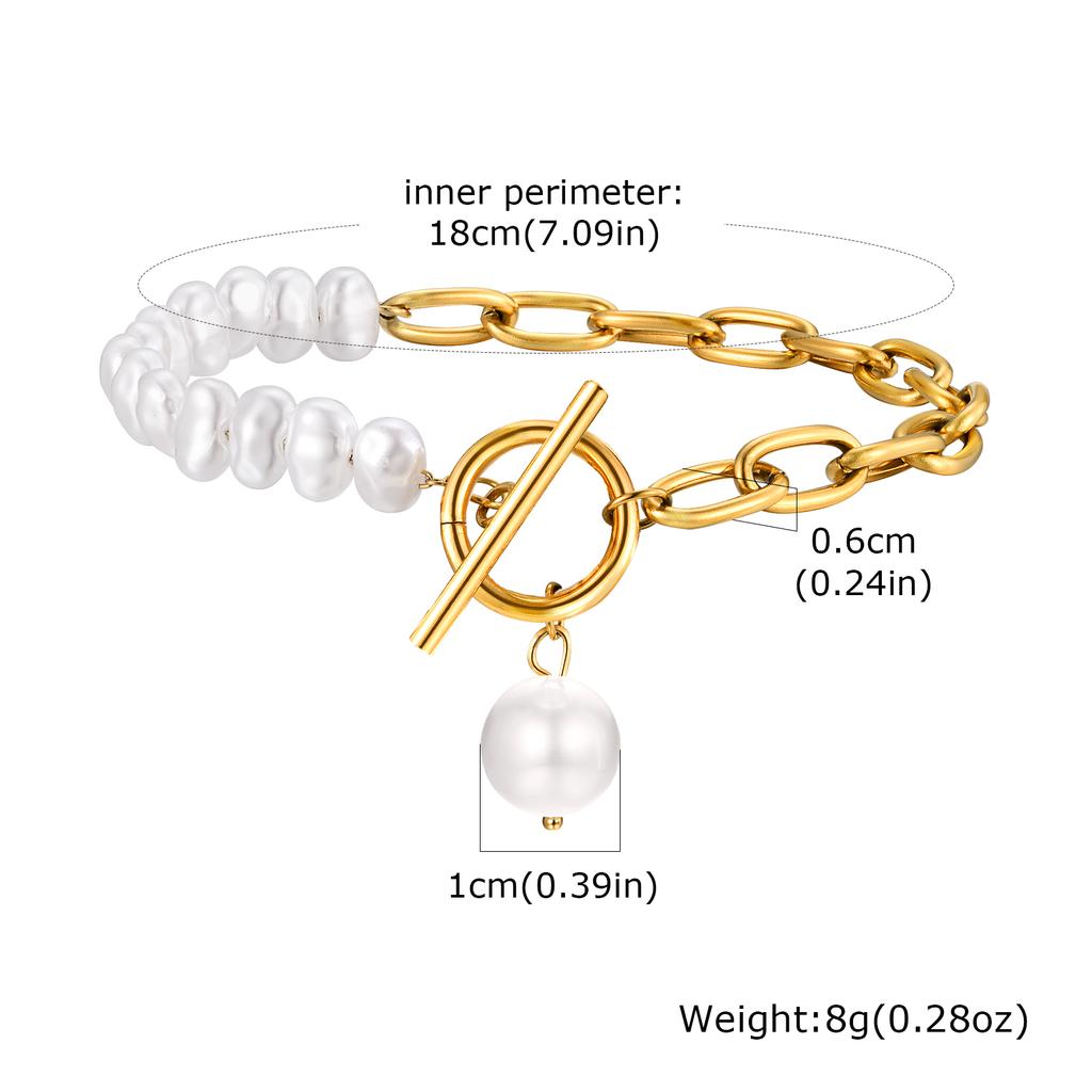 Stainless Steel Jewelry Pearl Pendent Women's Bracelets Gold Color Chain Bracelet Gifts For Mom Girlfriend Valentine's Day