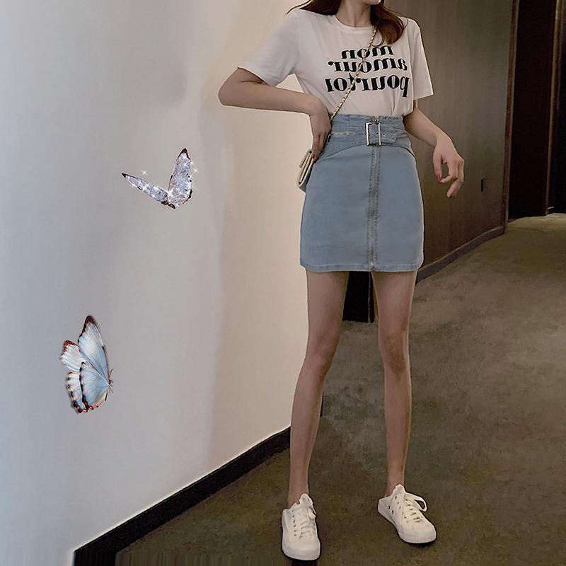 IELGY Frauen rock Blau Reißverschluss Kurzen rock A-linie Schlank Schwarz Denim Hohe taille Modische