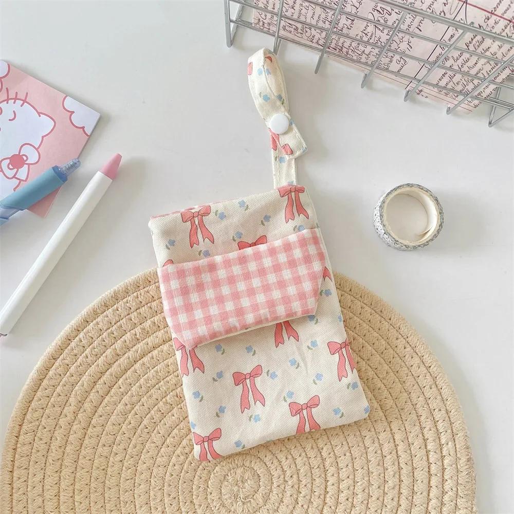 Fabric Bow Pencil Case Floral Cute Pen Holder Pouch Soft Portable Pencil Bag For Office Women & School Student & Nurse