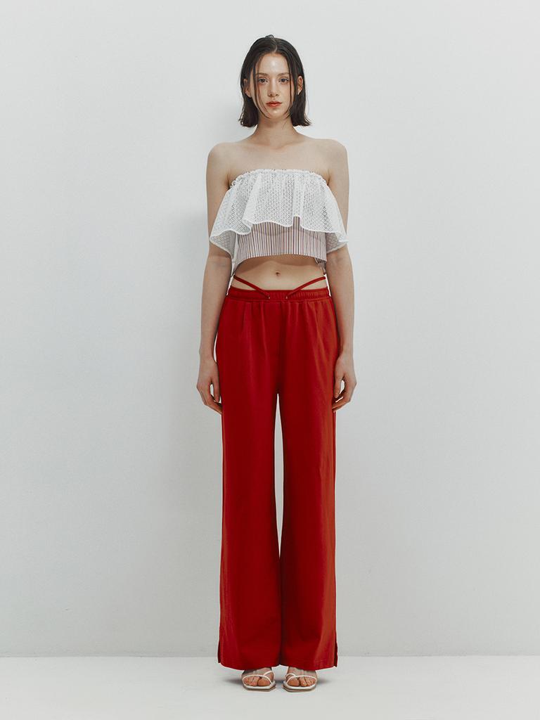MEENDERI Slit String Jogger Pants – Red