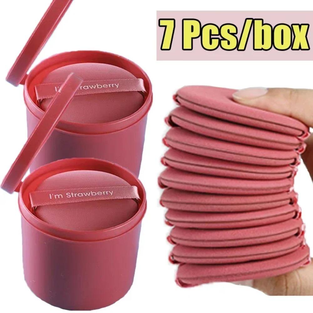 7PCS/Set Double Side Cosmetic Puff Set Water Drop/Round With Storage Box Makeup Sponge Soft Powder Puff Evenly Applies Makeup