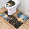 Beach View Bathroom Floor Mat Three-Piece Toilet Carpet Toilet Mat Set Door Mat Bathroom Non-Slip Mat