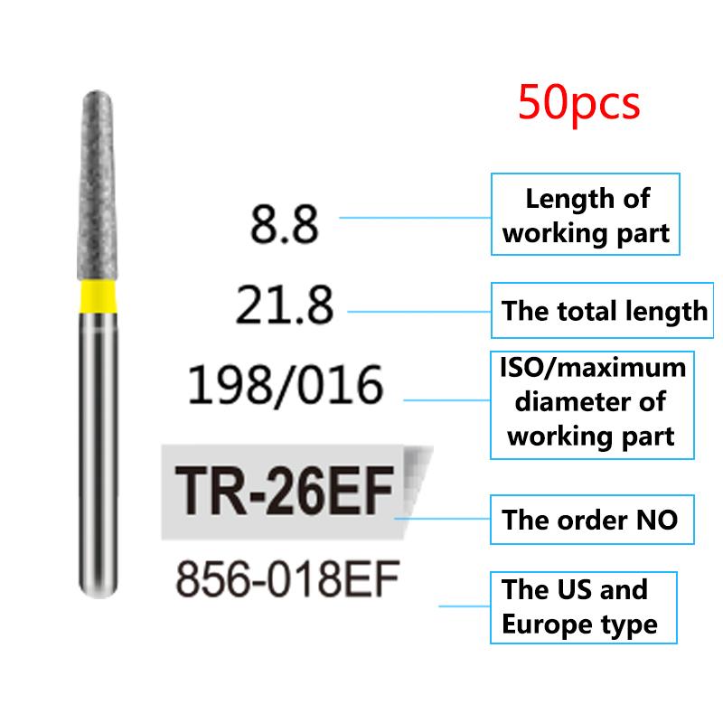 50Pcs Dental Diamond Burs Drill FG 1 6Mm For High Speed Handpiece Denspay Polishing Whitening Lab Material