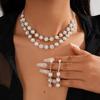 Two-piece Wind-set Diamond Round Flower Double-layer Collarbone Chain Temperament Fashion Necklace