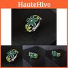 Exquisite Retro Green Flower Ring For Women Adjustable Copper Fashion Accessory